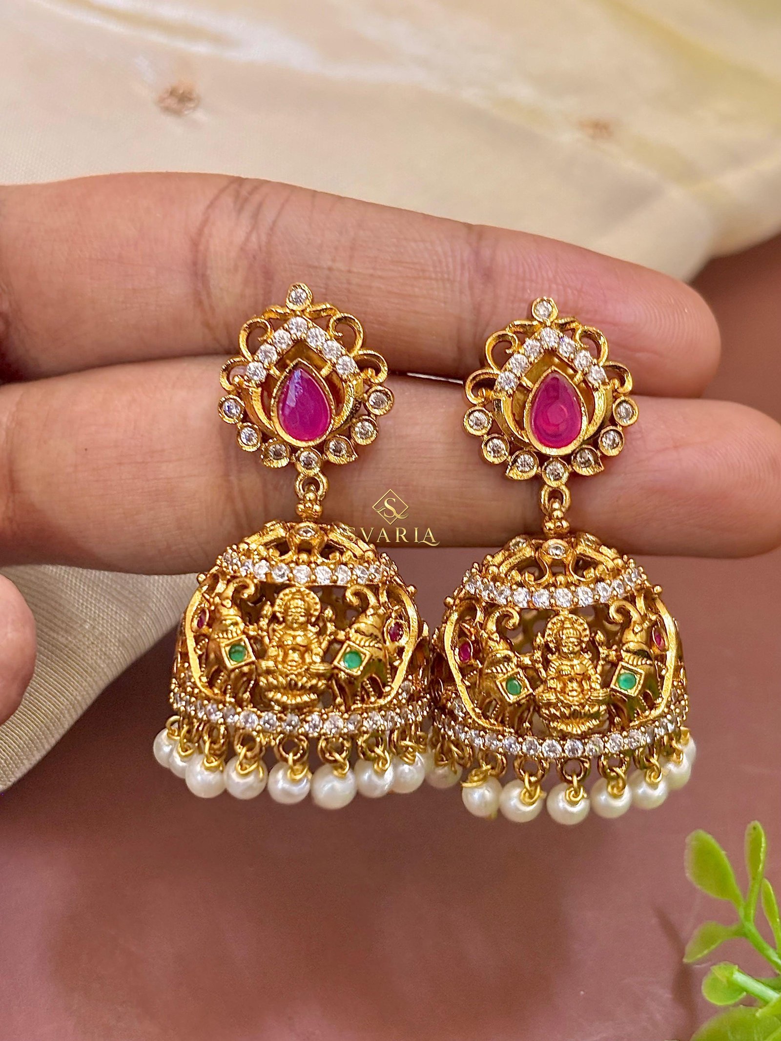 Lakshmi Temple Jhumka Earrings - S3009