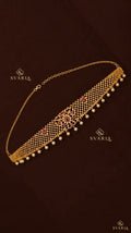 Gold Mesh Floral Vaddanam Hip Chain Belt with Pearl Drops -S5002
