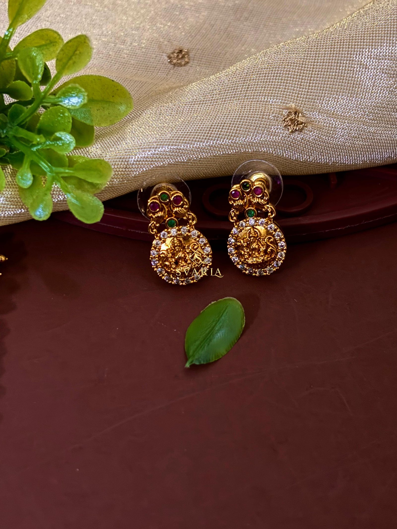 Lakshmi Temple Coin Long Haram with Earrings - S2006