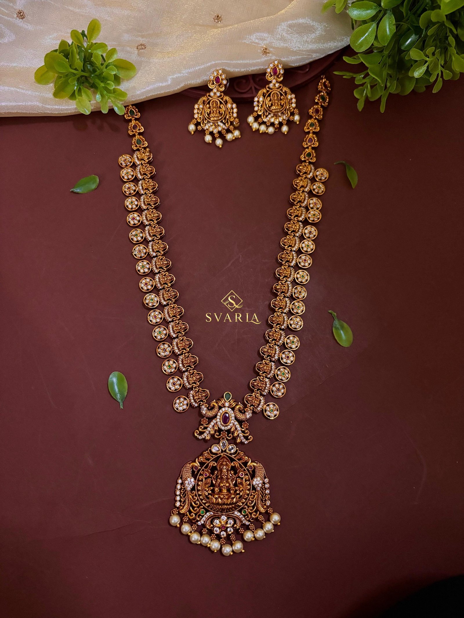 Lakshmi Temple Coin Haram with Chandbali Earrings - S2005