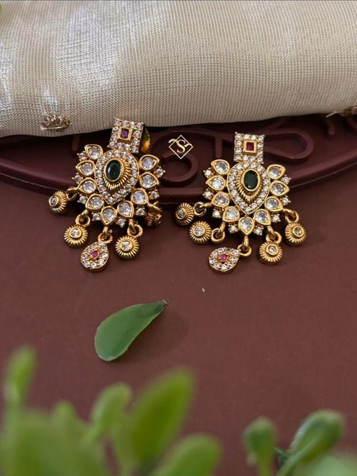 Antique Polki Choker Set with Earrings – S1039
